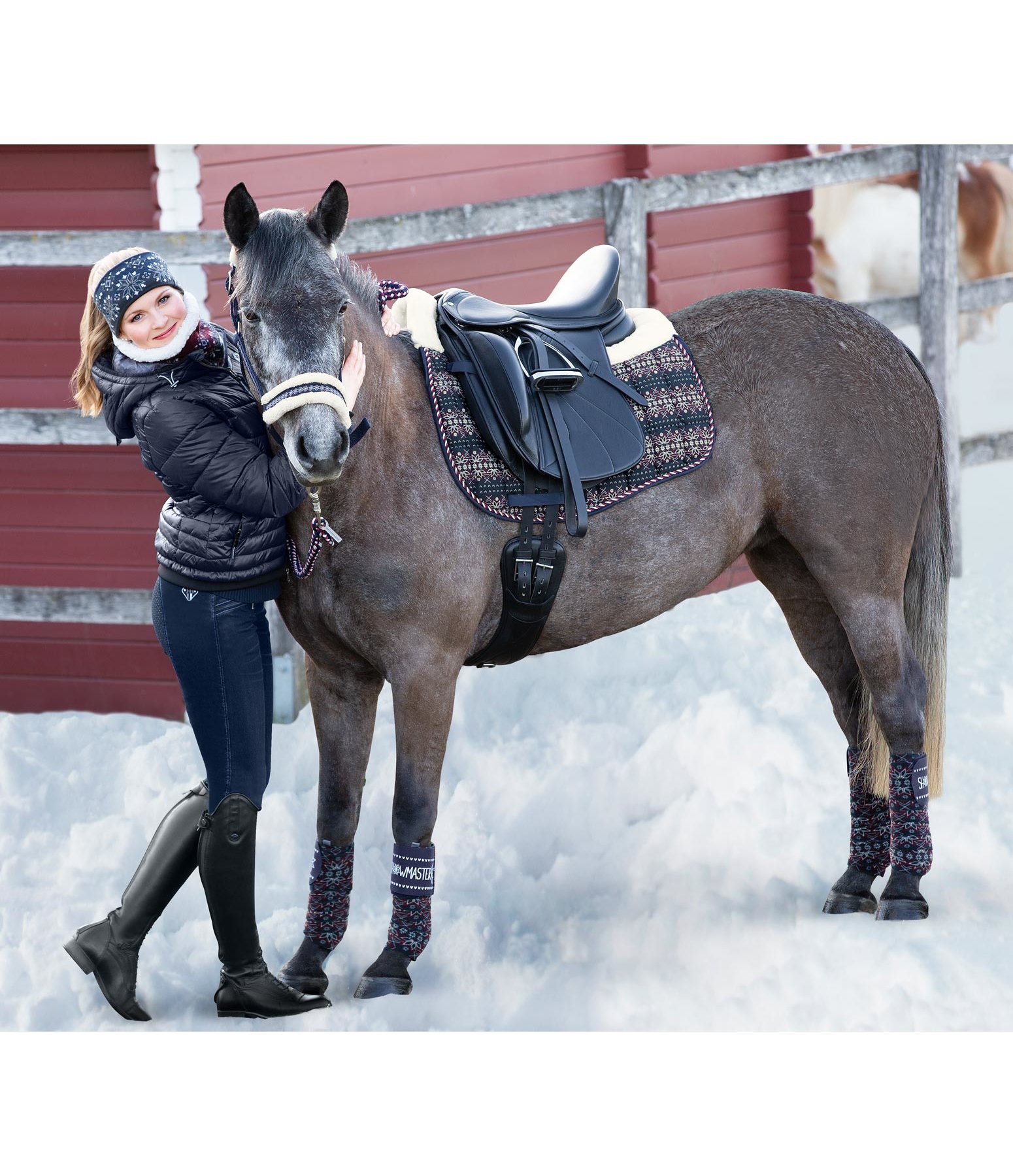 Teddyfleece-Schabracke Lovely Norway mit Allover-Print