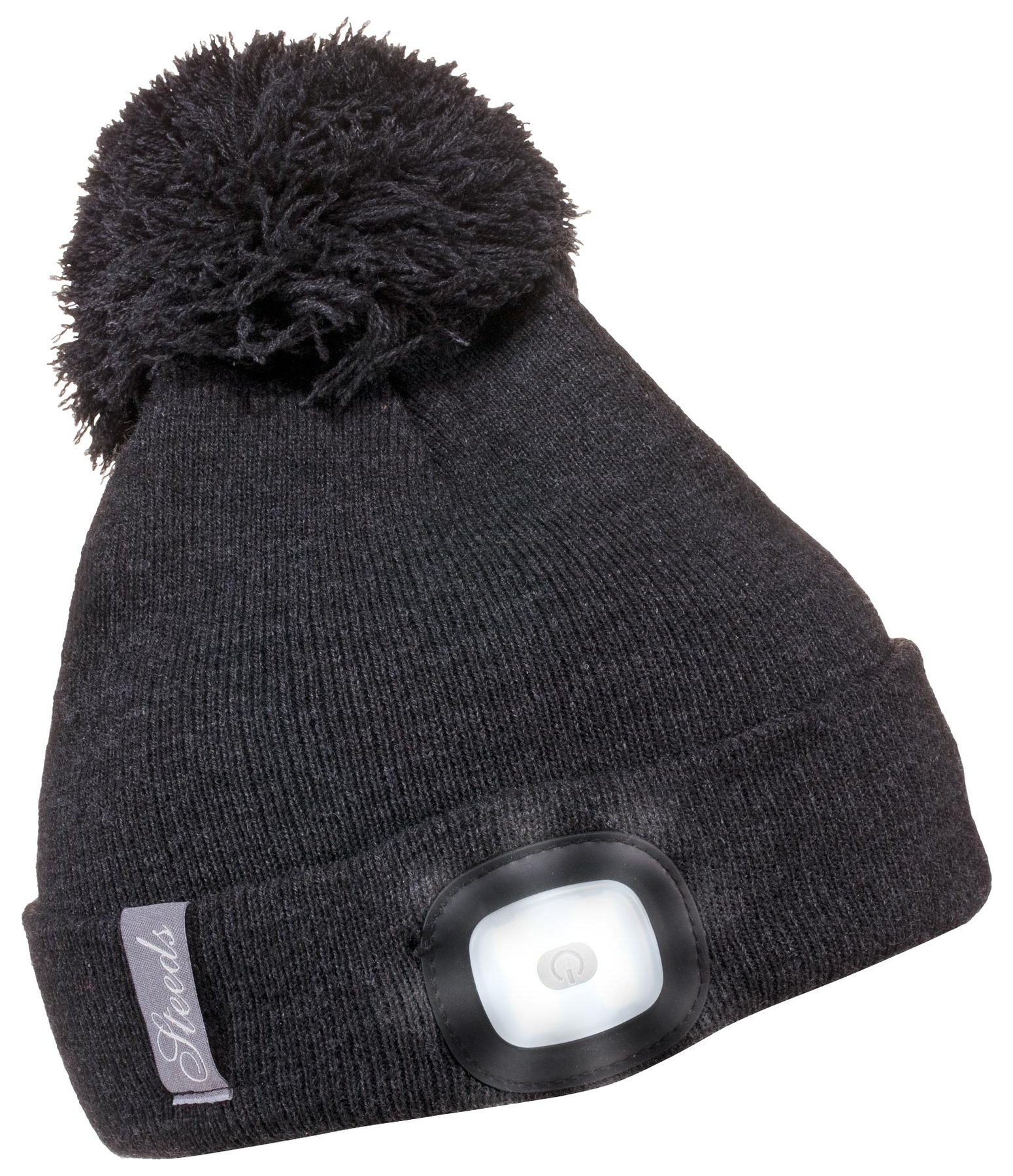 Mütze mit LED Licht mit Bommel Rosa zum Aufladen mit USB 