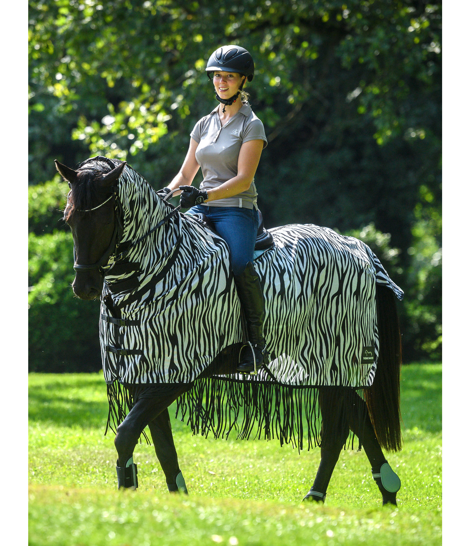 Zebra Fliegen-Ausreitdecke mit Fransen