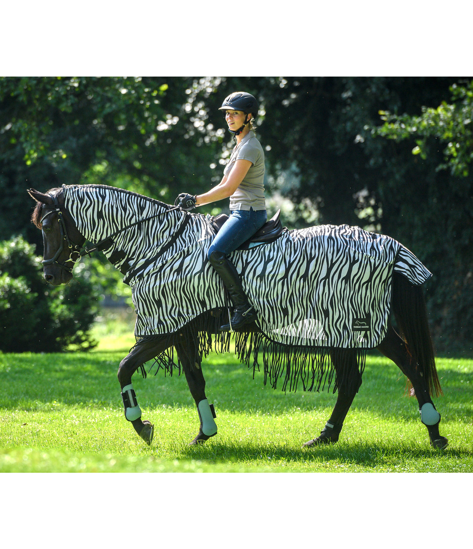 Zebra Fliegen-Ausreitdecke mit Fransen