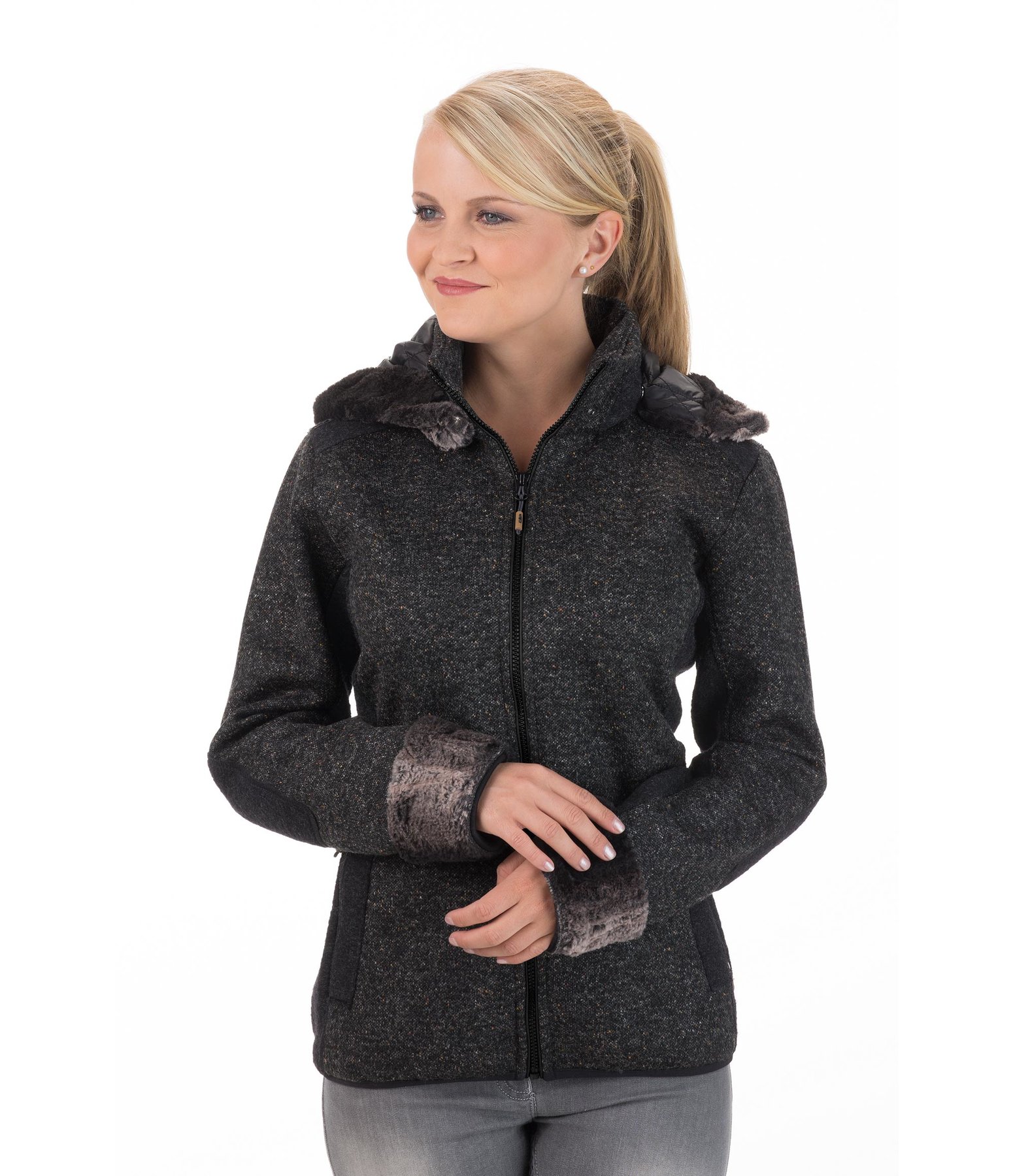 Walk-Strickfleece-Kapuzenjacke Karina