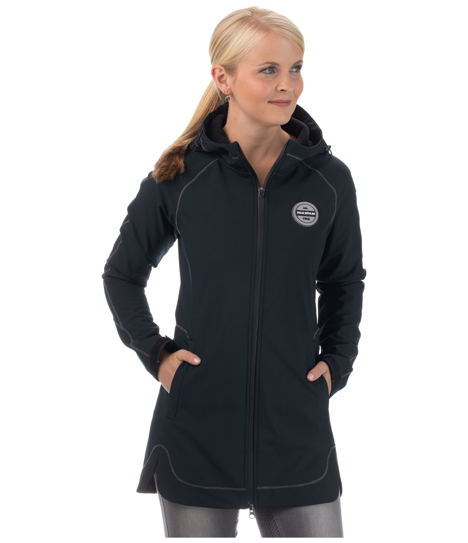 Kapuzen-Softshell-Reitmantel Charlotte