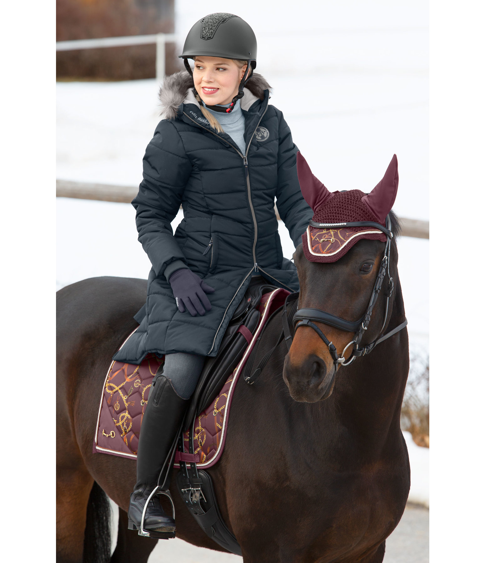 Kapuzen-Winter-Reitmantel Alina
