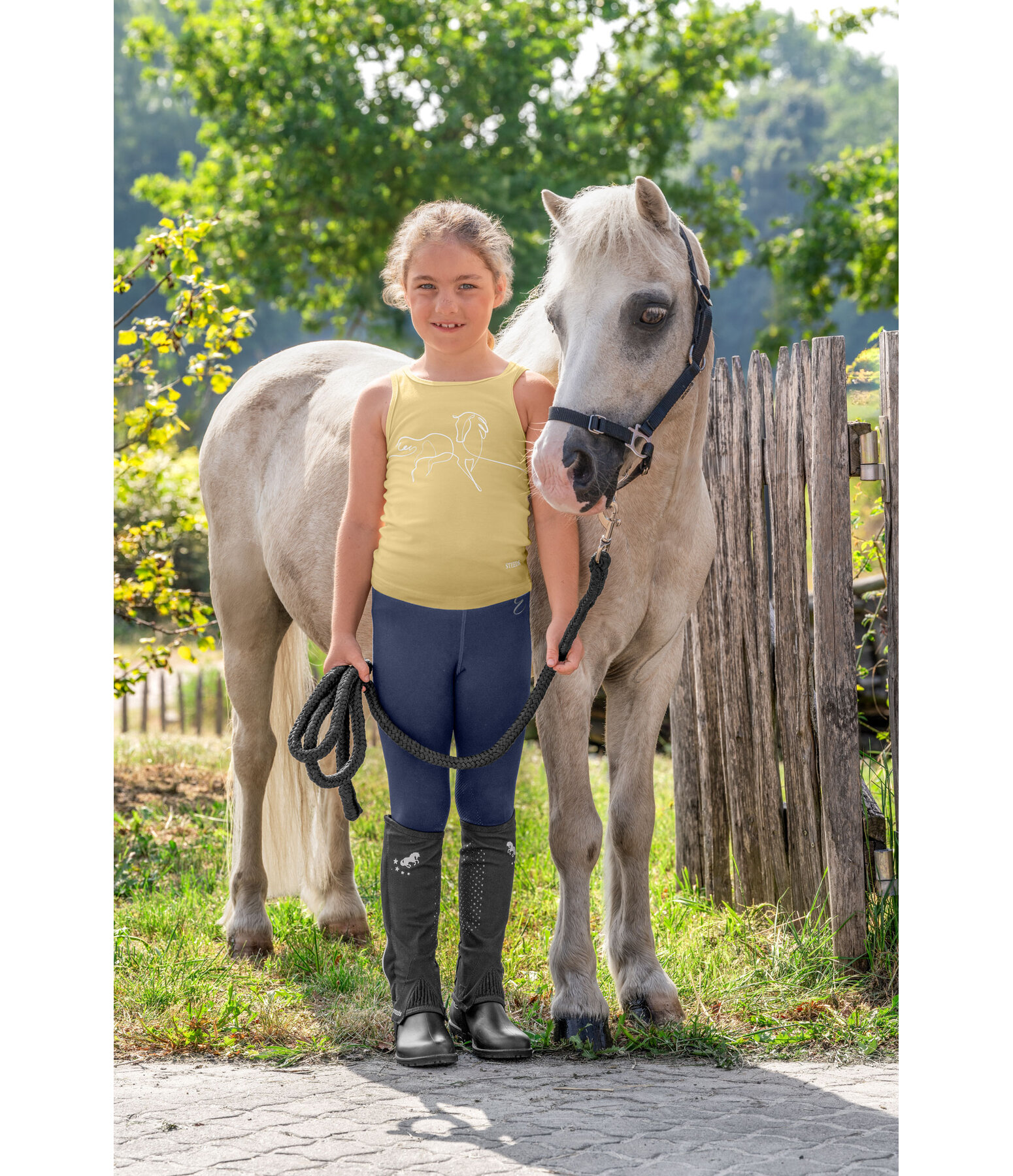 Kinder Grip-Reitleggings Kniebesatz Beginner