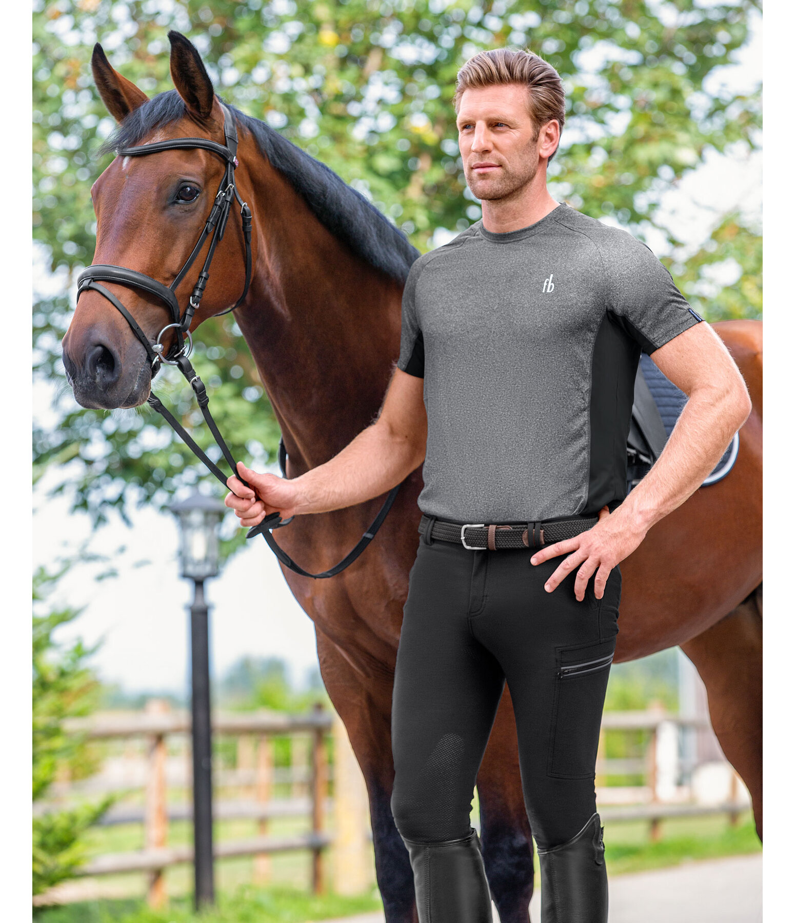 Herren Grip-Teilbesatzreithose Tex