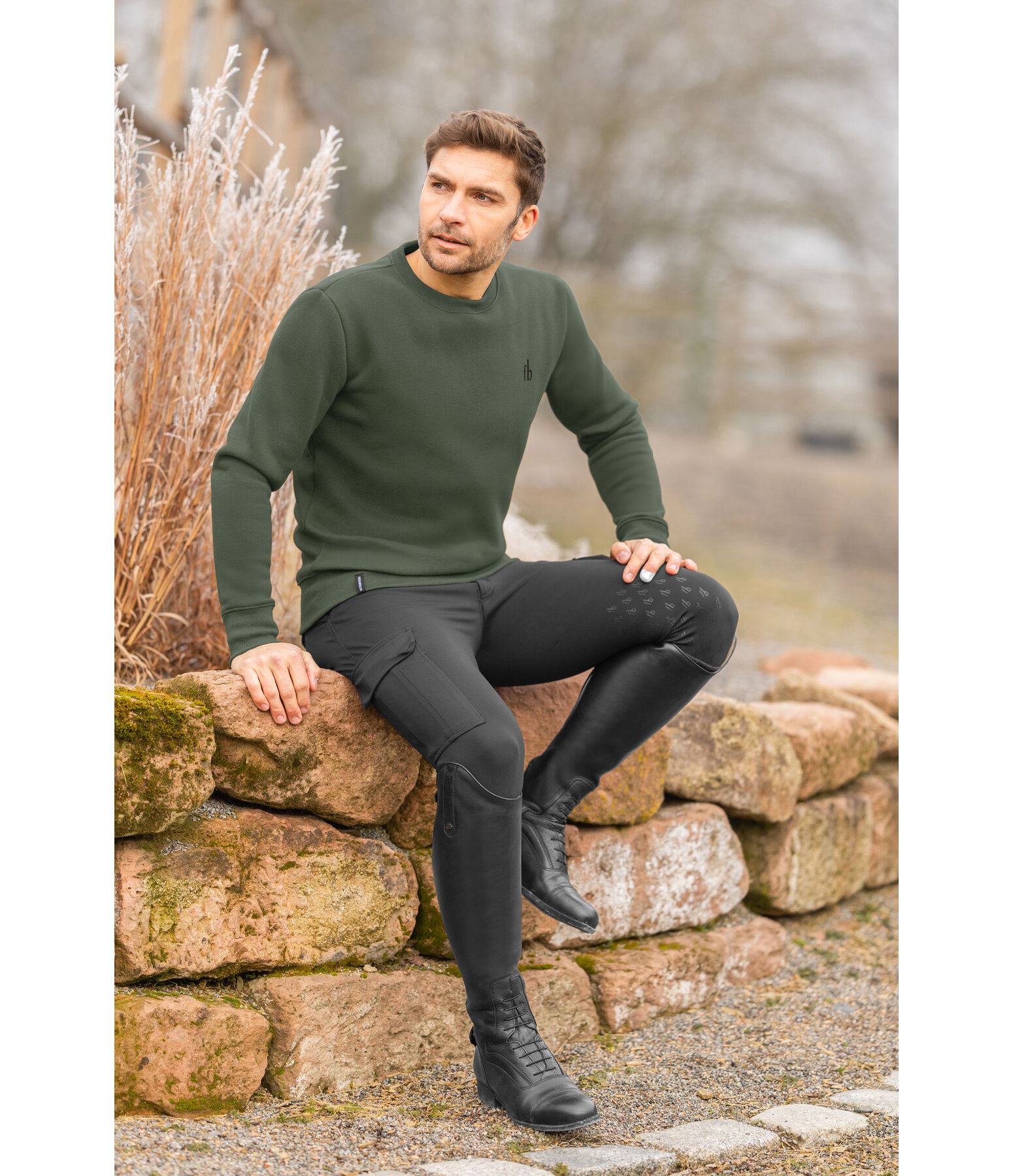 Herren Hybrid Grip-Kniebesatzreithose Georgia