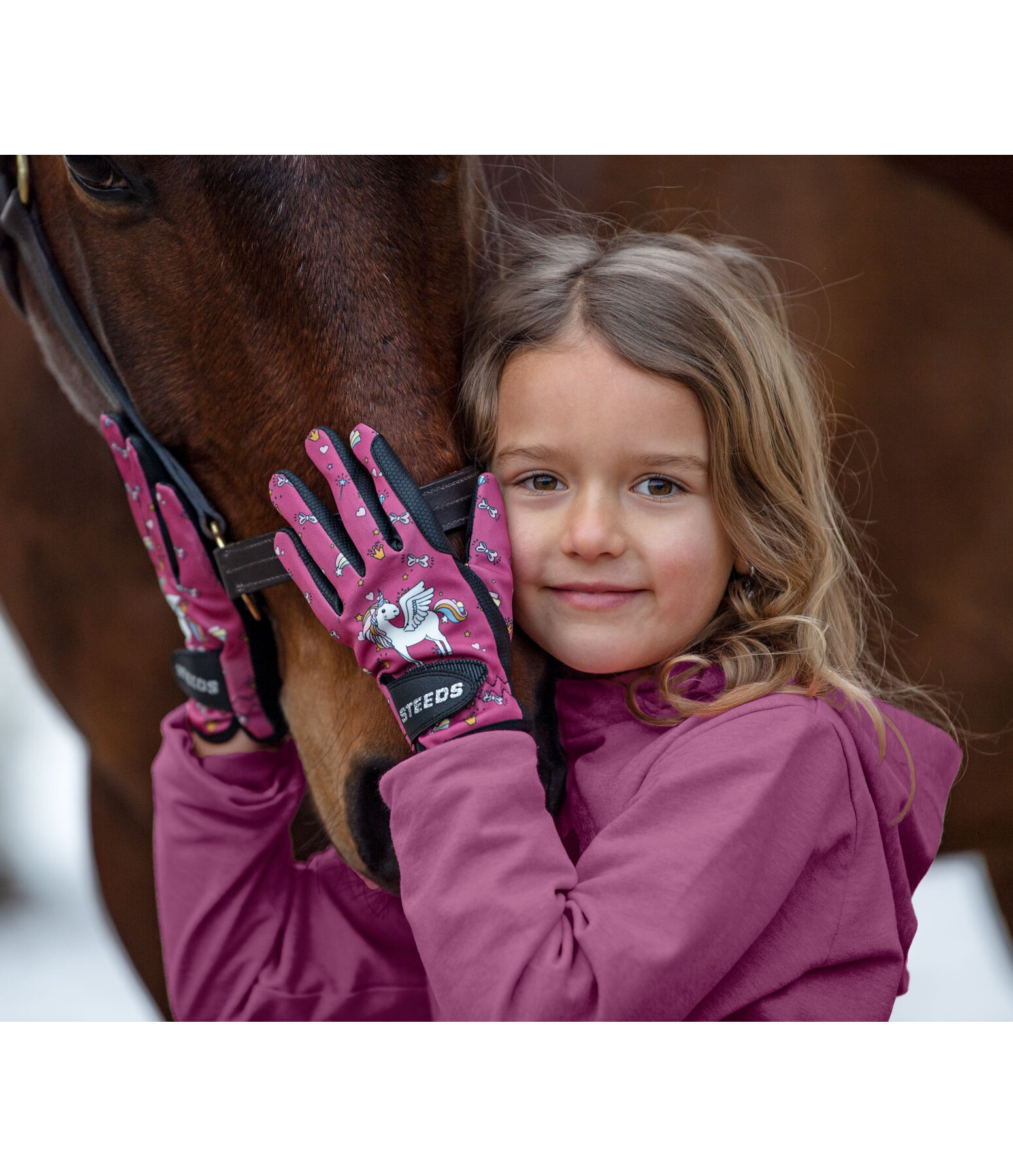 Kinder-Winter-Reithandschuh Unicorn