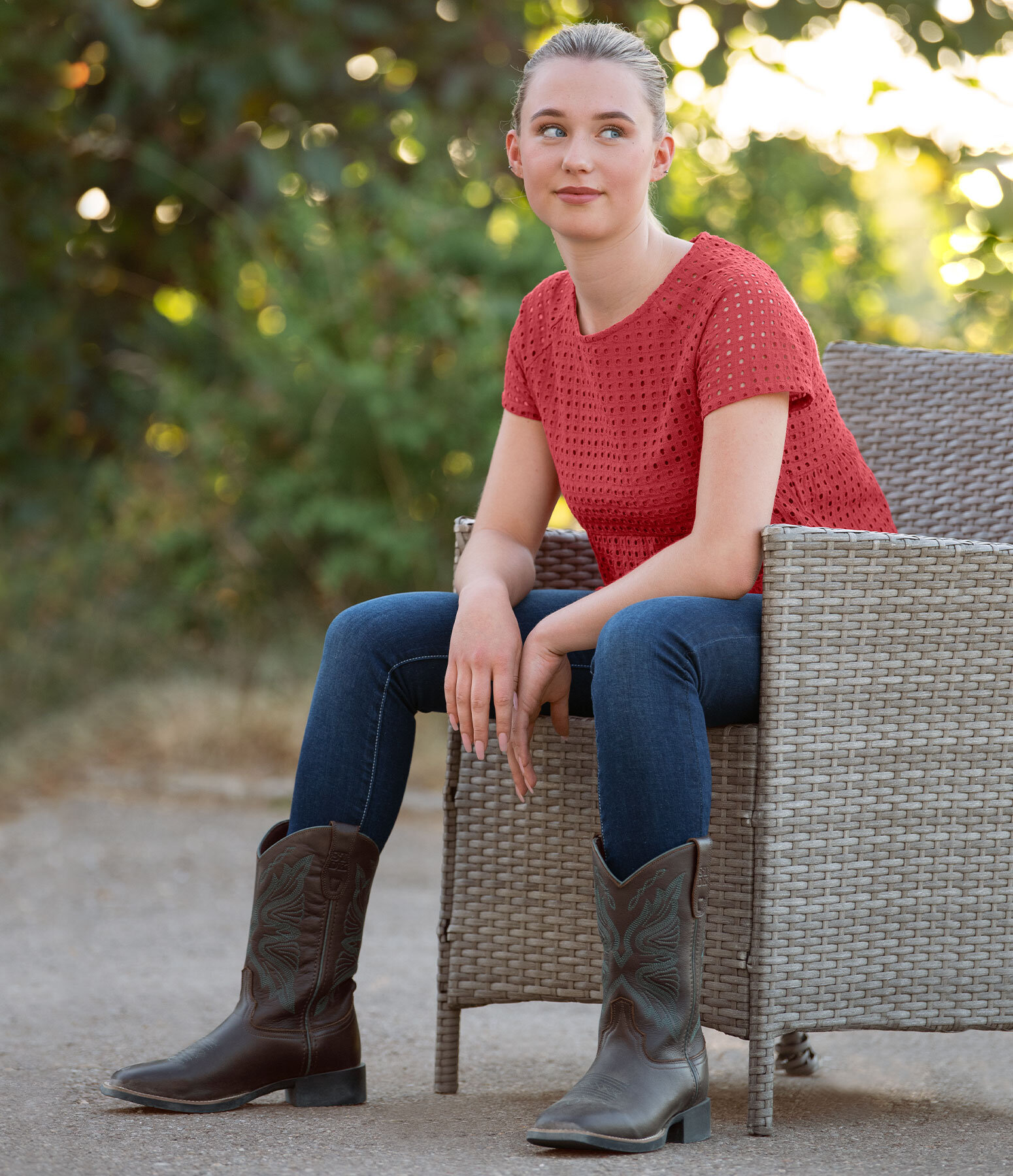 Western-Outfit Cleo in tomate