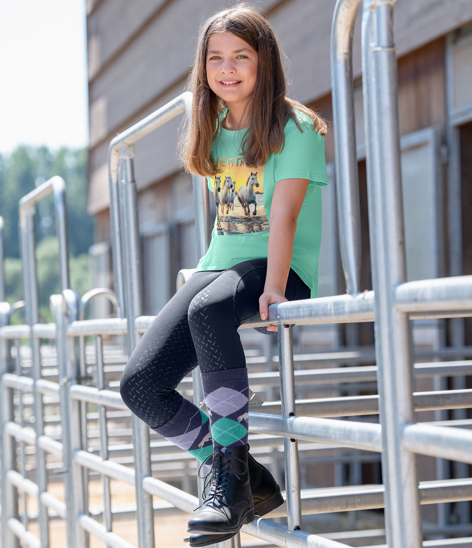 Kinder-Outfit Abendsonne in aqua-mint