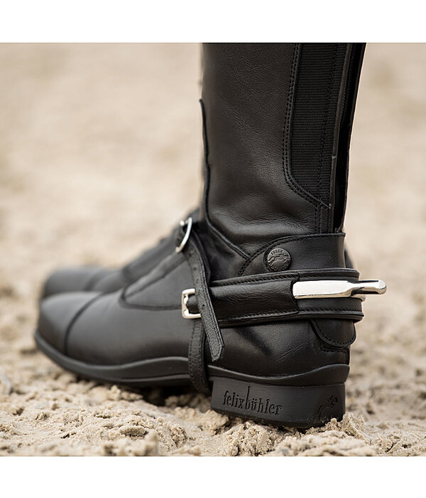 QHP Sporenschutz Lupine Leder mit Strass zum Schutz Ihrer Stiefel 2 Farben 
